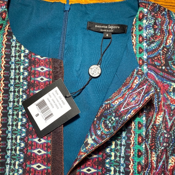 Nanette Lepore Exotic Print Split Neck Dress - Picture 3 of 5